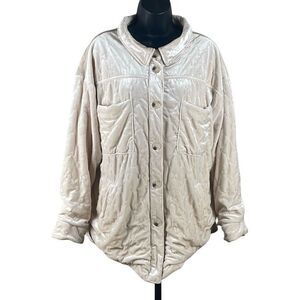 See And Be Seen Quilted Velour Jacket Shacket Ecru L